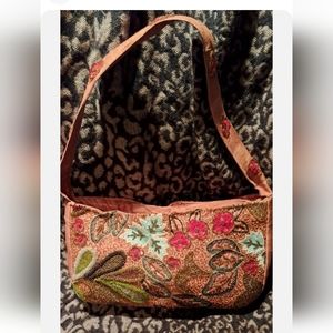 Stunningly Beautiful Vintage Silk Sachi Shoulder Bag Beaded And Embroidered
